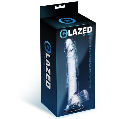 Dildo Realista con Testículos Material Cristalino 18 cm