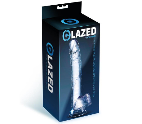 Dildo Realista con Testículos Material Cristalino 15,5 cm