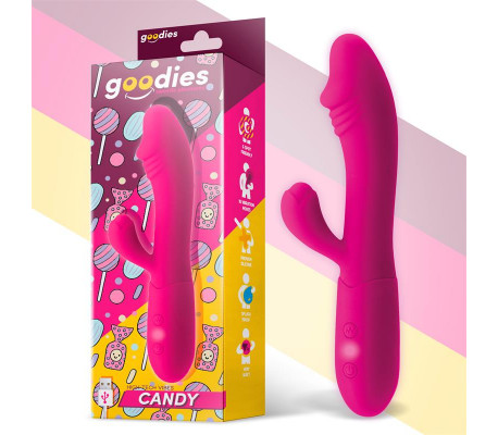 Candy Vibrador con Conejito Punto G USB Silicona Fucshia