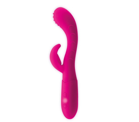 Cakey Vibrador Punto G y Conejito USB Silicona Fuchsia