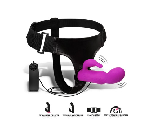 Hymax Arnés con Dildo-Vibrador con Conejito y Control Remoto