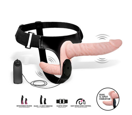 Batek Arnés con Dildo Doble Desmontable, Punto G y Vibración Control Remoto