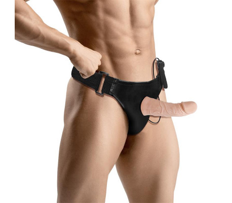 Eleto Arnés con Dildo Hueco Desmontable, Vibración y Control Remoto