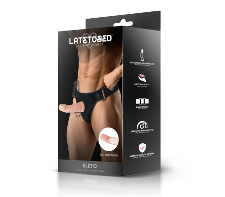 Eleto Arnés con Dildo Hueco Desmontable, Vibración y Control Remoto