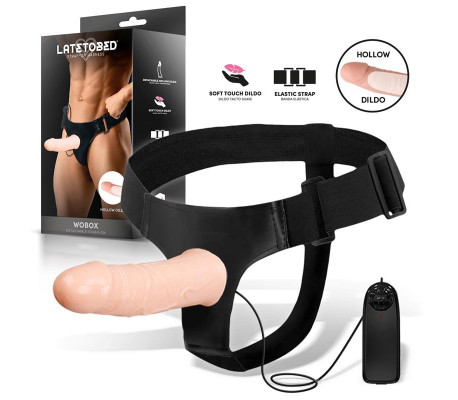 Wobox Arnés con Dildo Hueco Desmontable, Vibración y Control Remoto