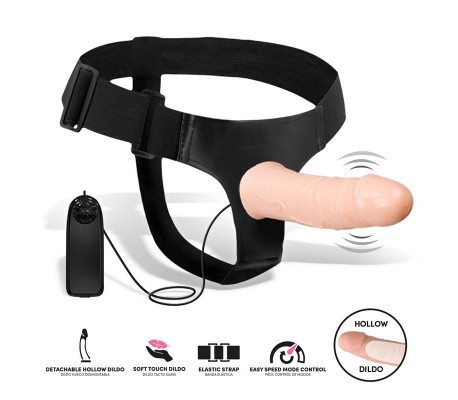 Wobox Arnés con Dildo Hueco Desmontable, Vibración y Control Remoto