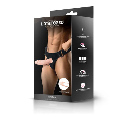 Bemax Arnés con Dildo Hueco Desmontable, Vibración y Control Remoto
