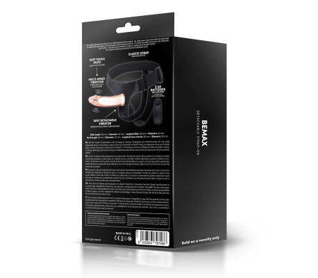 Bemax Arnés con Dildo Hueco Desmontable, Vibración y Control Remoto