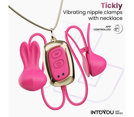 Tickly Pinzas para Pezones con Vibración, Control y Collar con APP