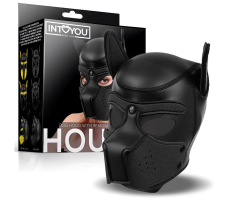 Hound Máscara de Perro Neopreno Hocico Extraíble Negro Talla Única