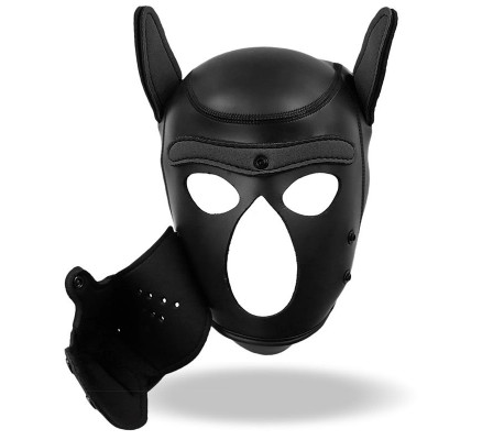 Hound Máscara de Perro Neopreno Hocico Extraíble Negro Talla Única