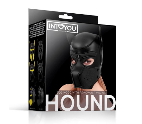 Hound Máscara de Perro Neopreno Hocico Extraíble Negro Talla Única