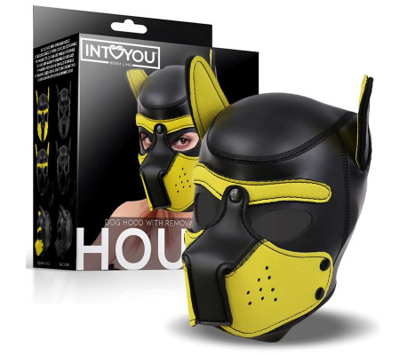 Hound Máscara de Perro Neopreno Hocico Extraíble Negro/Amarillo Talla Única
