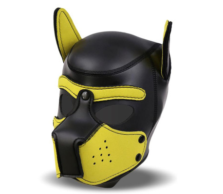 Hound Máscara de Perro Neopreno Hocico Extraíble Negro/Amarillo Talla Única