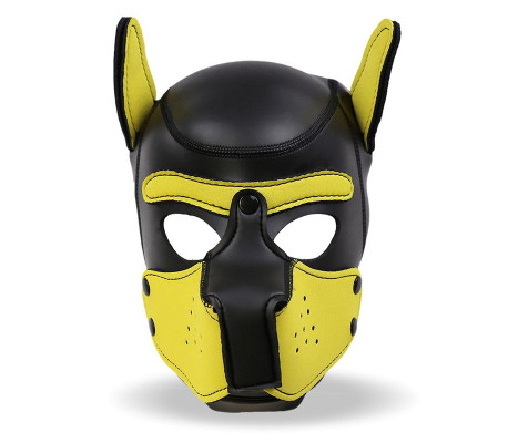 Hound Máscara de Perro Neopreno Hocico Extraíble Negro/Amarillo Talla Única