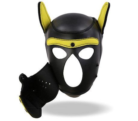 Hound Máscara de Perro Neopreno Hocico Extraíble Negro/Amarillo Talla Única