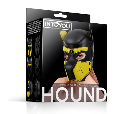 Hound Máscara de Perro Neopreno Hocico Extraíble Negro/Amarillo Talla Única