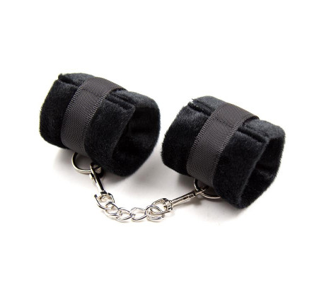 Esposas de Tela con Velcro para Muñecas con Pelo Largo Negro