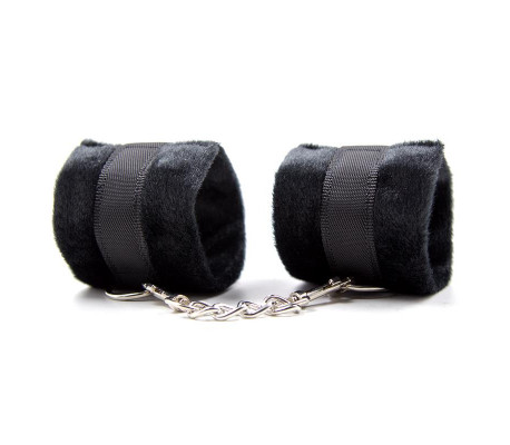 Esposas de Tela con Velcro para Muñecas con Pelo Largo Negro