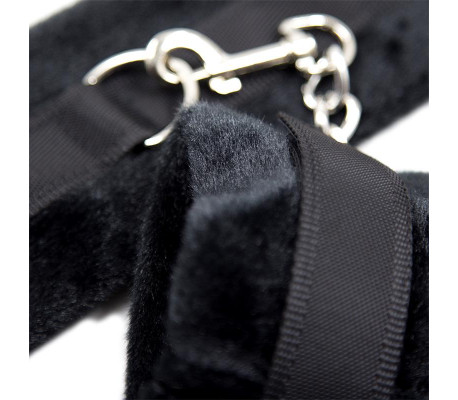 Esposas de Tela con Velcro para Muñecas con Pelo Largo Negro