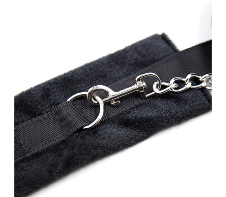 Esposas de Tela con Velcro para Muñecas con Pelo Largo Negro