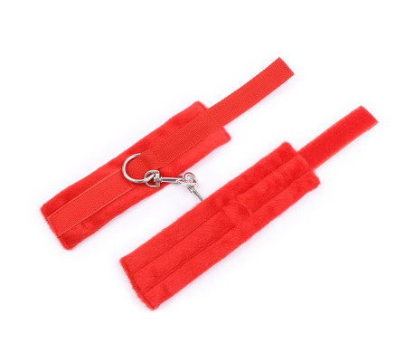 Esposas de Tela con Velcro para Muñecas con Pelo Largo Rojo