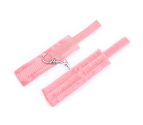 Esposas de Tela con Velcro para Muñecas con Pelo Largo Rosa