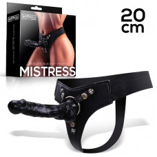 Mistress Arnés Elástico con Dildo de Silicona de 20 cm Negro