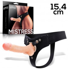 Mistress Arnés Elástico con Dildo de Silicona de 15,4 cm Natural