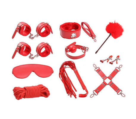 Set de Bondage 10 Piezas Rojo