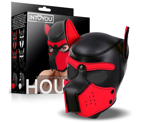 Hound Máscara de Perro Neopreno Hocico Extraíble Negro/Rojo Talla Única
