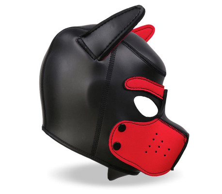 Hound Máscara de Perro Neopreno Hocico Extraíble Negro/Rojo Talla Única