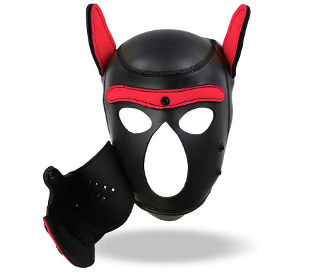 Hound Máscara de Perro Neopreno Hocico Extraíble Negro/Rojo Talla Única