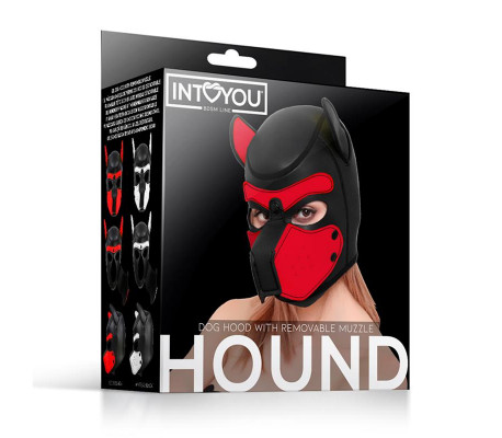 Hound Máscara de Perro Neopreno Hocico Extraíble Negro/Rojo Talla Única