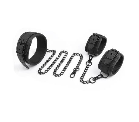 Set de Collar y Esposas para Muñecas Cuero Vegano