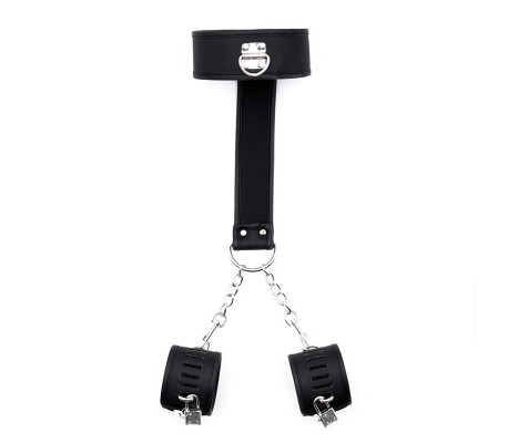 Set de Collar con Esposas y para Muñecas Cuero Vegano