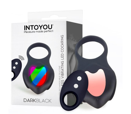 Darkblack Anillo Vibrador con Led Control Remoto USB Silicona