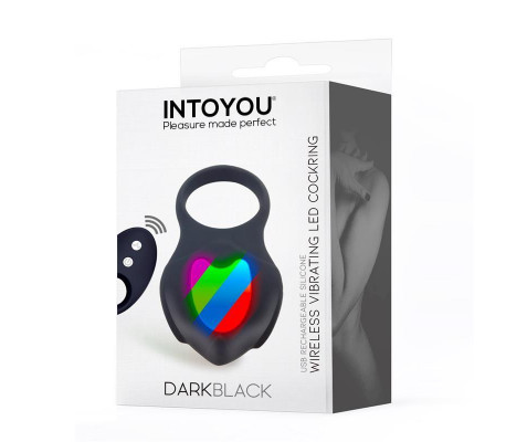 Darkblack Anillo Vibrador con Led Control Remoto USB Silicona