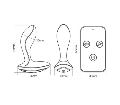 Masajeador Prostático con Electro Shock y Vibración con Control Remoto