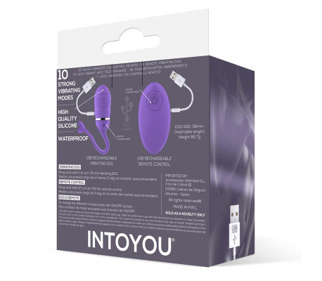 Huevo Vibrador Control Remoto Odise USB Silicona Púrpura