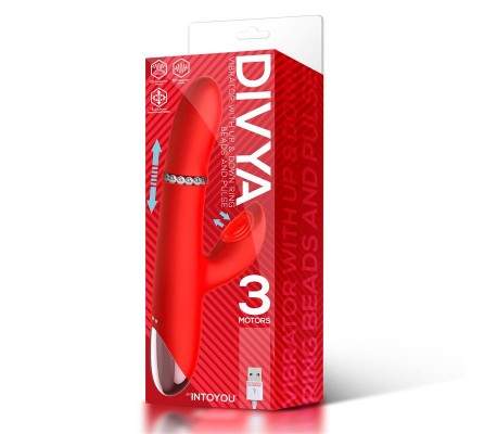 Divya Vibrador con Aro de Bolas Internas Up and Down y Pulsación 3 Motores Independientes USB