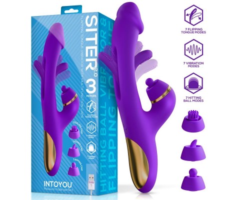Siter 2.0 Vibrador con Lengua Flapping, Golpeteo y Cabezales Intercambiables