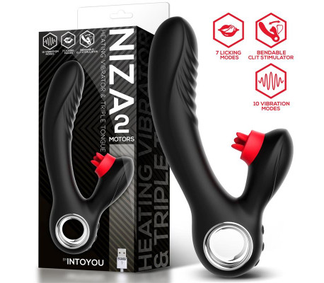 Niza Vibrador con Calor y Triple Lengua Estimuladora de Clítoris