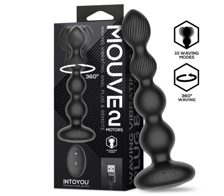 Mouve Plug Anal con Waving y Vibración con Control Remoto 2 Motores