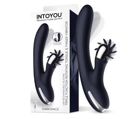 Darkspace Vibrador con Lenguas Rotadora y Movimiento Finger Azul