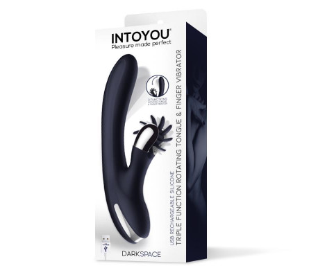 Darkspace Vibrador con Lenguas Rotadora y Movimiento Finger Azul