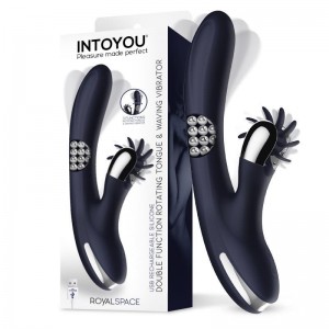 Royalspace Vibrador con Lenguas Estimuladoras y Bolas Internas 360º Azul