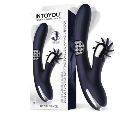 Royalspace Vibrador con Lenguas Estimuladoras y Bolas Internas 360º Azul