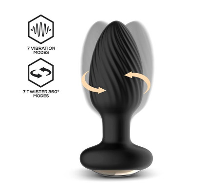 Drago Plug Anal Vibración, Movimiento Twister 360º y Control Remoto