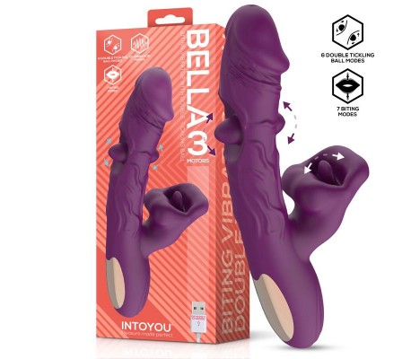 Bella Vibrador Doble Bola Cosquilleante y Mordisqueo 3 Motores